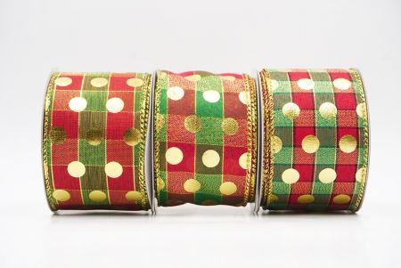 Gold Polka Dots Holiday Wired Ribbon - Gold Polka Dots Holiday Wired Ribbon